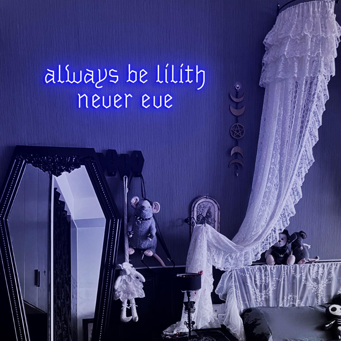 Always Be Lilith Never Eve Neon Sign, Lilith Sign for Goth Room Wall, Gothic Bedroom Wall Neon Light, Lilith Sign Wall
