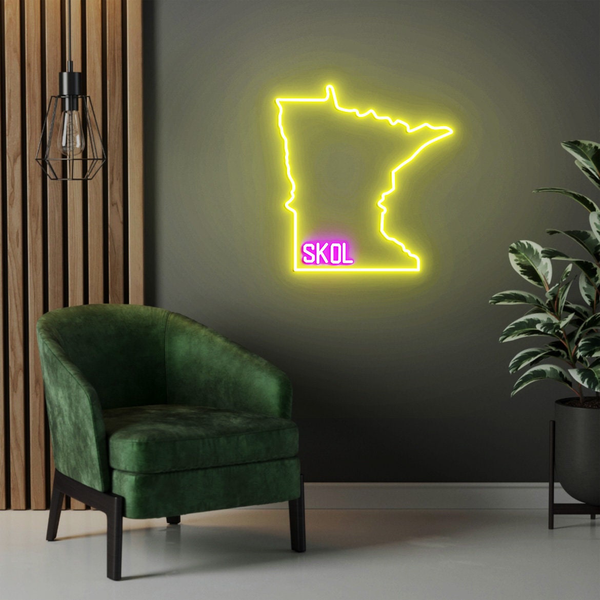 SKOL Sign, Skol Minnesota Vikings Neon Sign, Vikings Skol Home Decor, Minnesota State Outline, Skol Gift, Christmas Gift