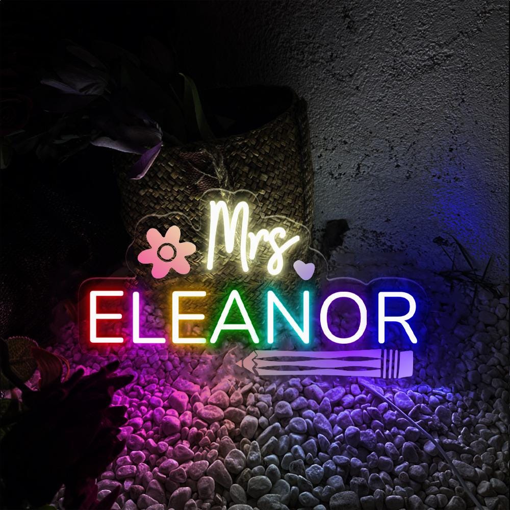 Personalized Teacher Door or Wall Neon Sign, Classroom Sign, Teacher Name Neon Sign, Classroom Door Hanger, Personalized Teacher Neon Sign