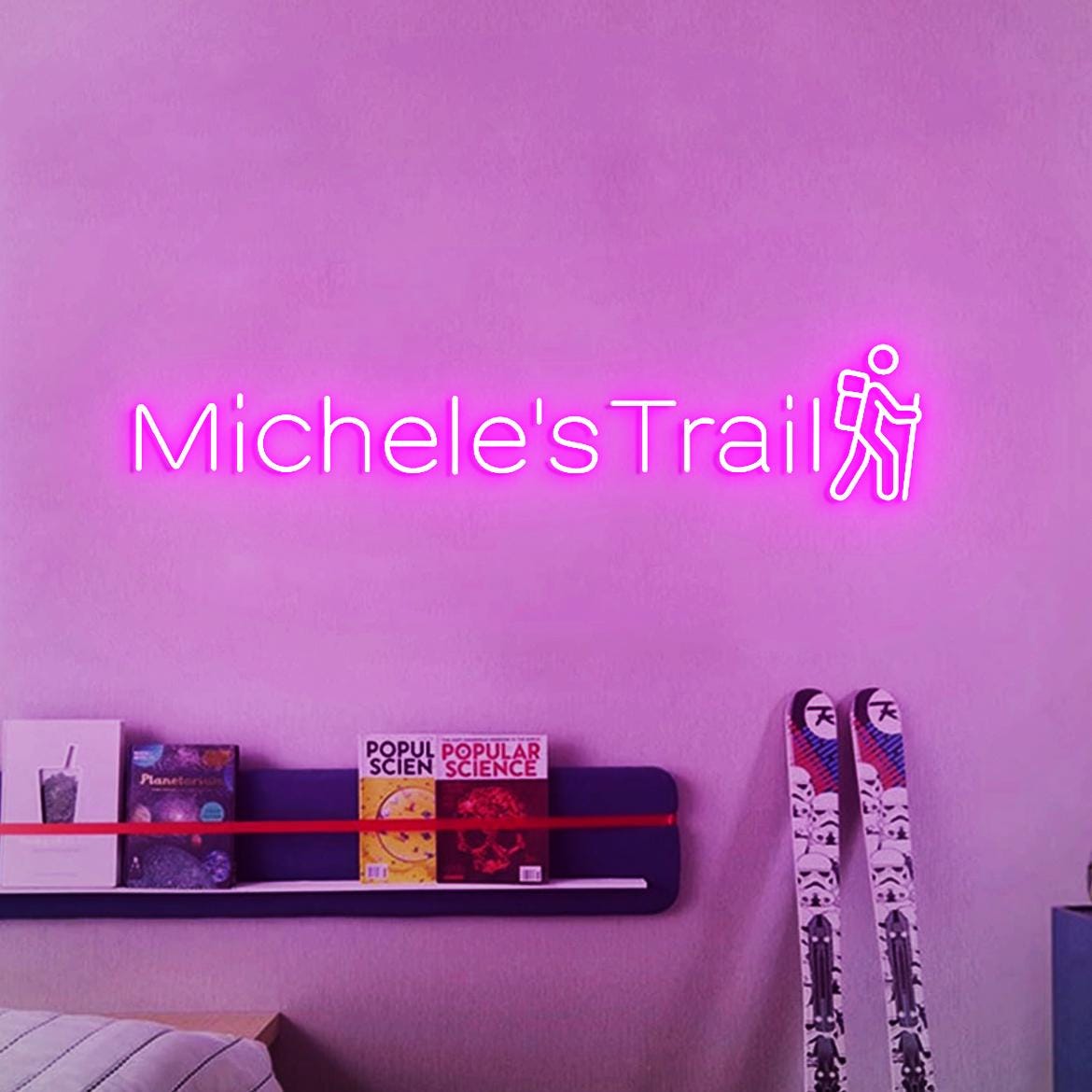 Customized Trail Neon Sign, Personalized Hiking Trail Sign, Trail Sign for Hiking lover, National Park Wall Decoration Hiking Sign