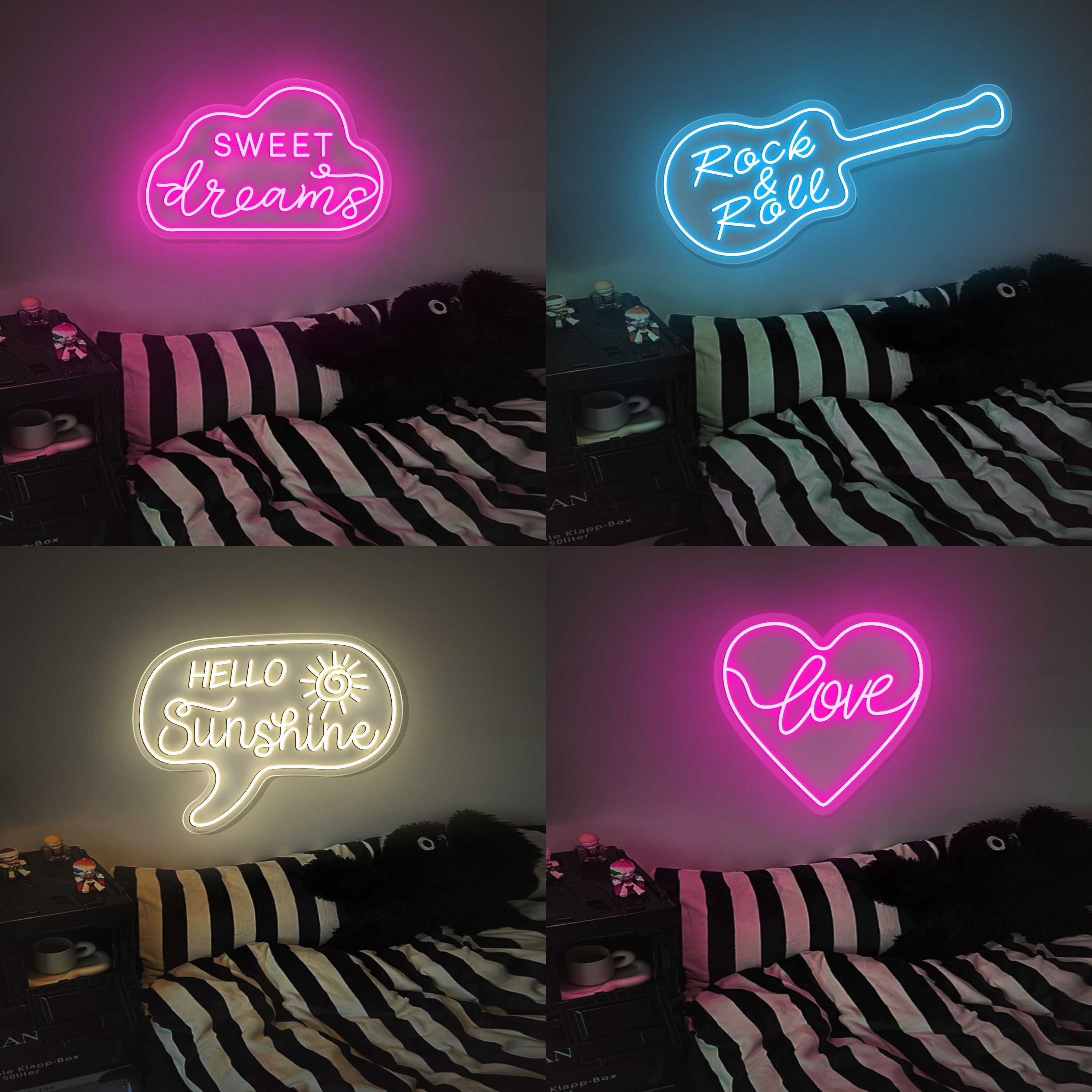 Hello Neon Signs| Mini Neon Sign| Bedroom Custom Name|Kids Heart Small Sweet Dreams Room Wall Decoration|Small Tabletop Custom Neon Sign
