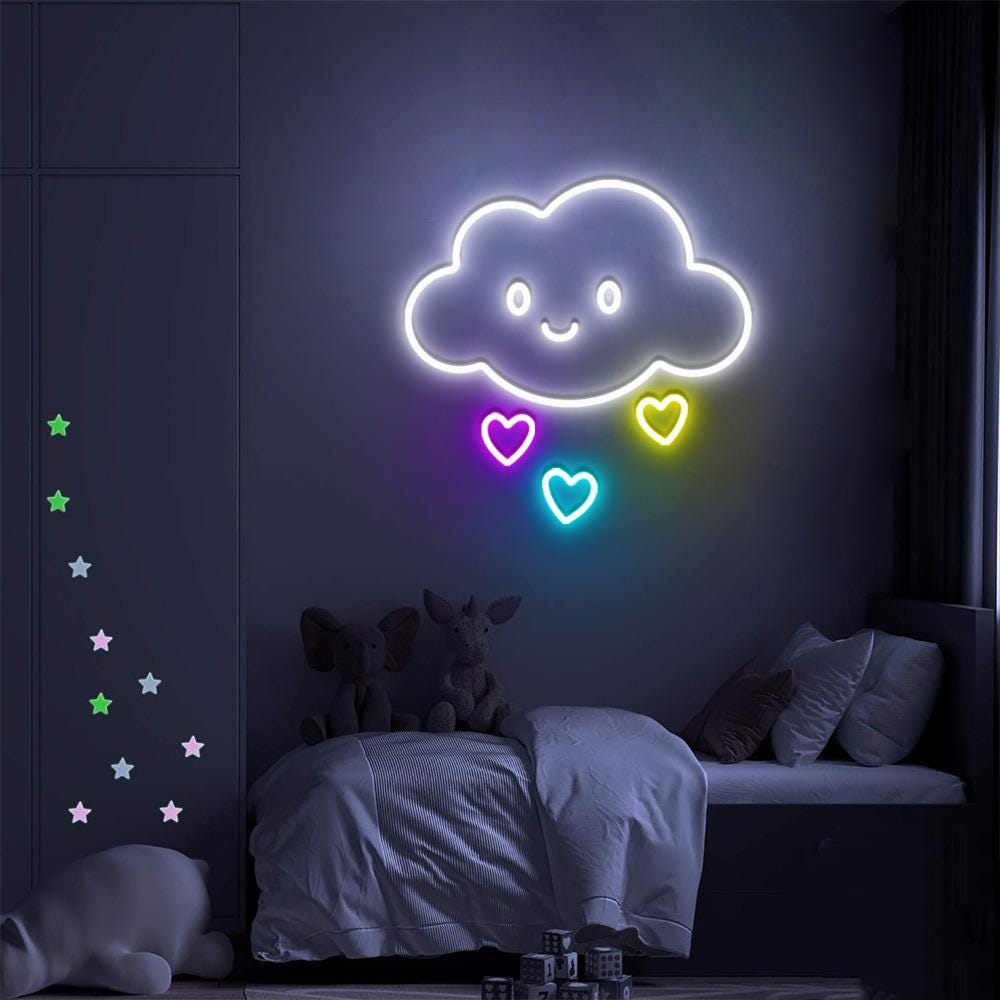 Girl Cute Wall Art, Nursery Neon, Cloud Neon, Cloud Decor, Cloud Art, Cloud Wall Art, Neon Sign Cloud, Kid Room Decor, Nursery Wall Art Gift
