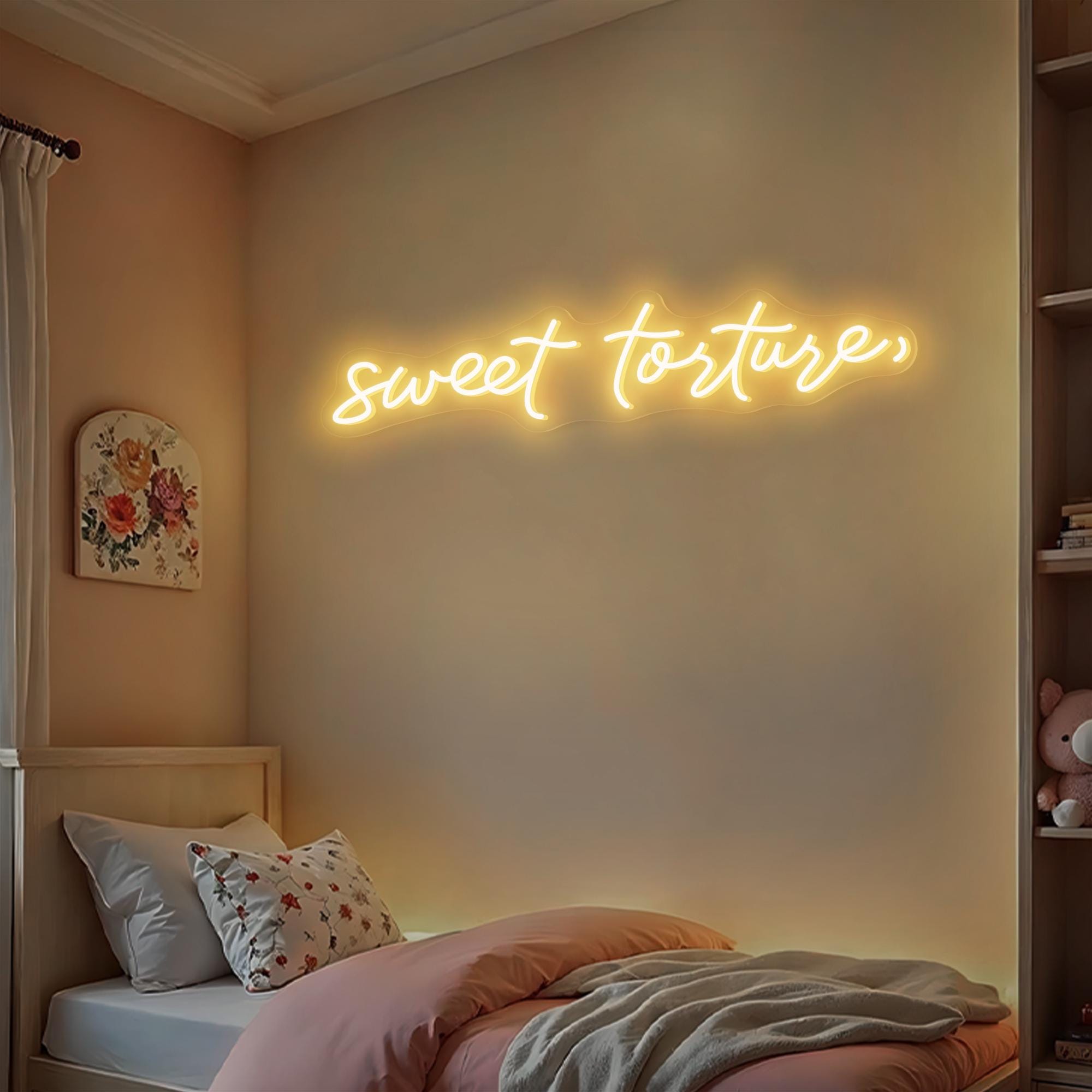 Sweet Torture Neon Sign: Custom LED Neon Sign for Romantic Room Wall Home Decor, Handmade Valentines Neon Light Gift for Her/Him