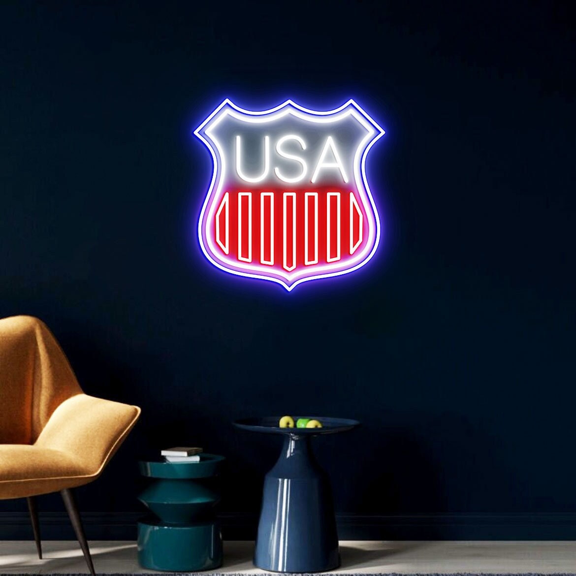 Custom USA Flag Neon Light, Neon Sign Light Decor, Personalized US Flag Neon Sign, America Flag Led Light, Room Business Wall ArtDescription