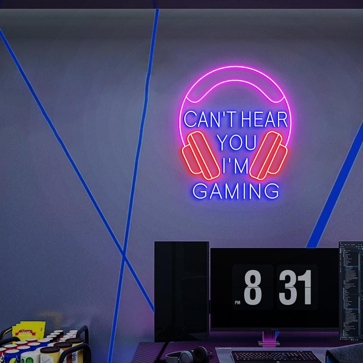 Can't Hear You I'm Gaming Neon Light, Gaming Headset Wall Art, Gaming Room Wall Led Neon Light, Gaming Room Decor Idea, Gaming Gifts