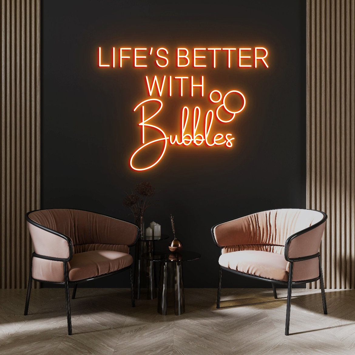 Life is better with Bubbles, Led Neon Sign, Bubbles Neon Sign, Champagne Wall Decor