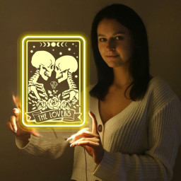 Valentines Day Neon Women, The Lovers Tarot Card Neon, Skeleton Lovers Neon, Gothic Valentine Neon, Couple Matching Neon, Mystical Neon Gift