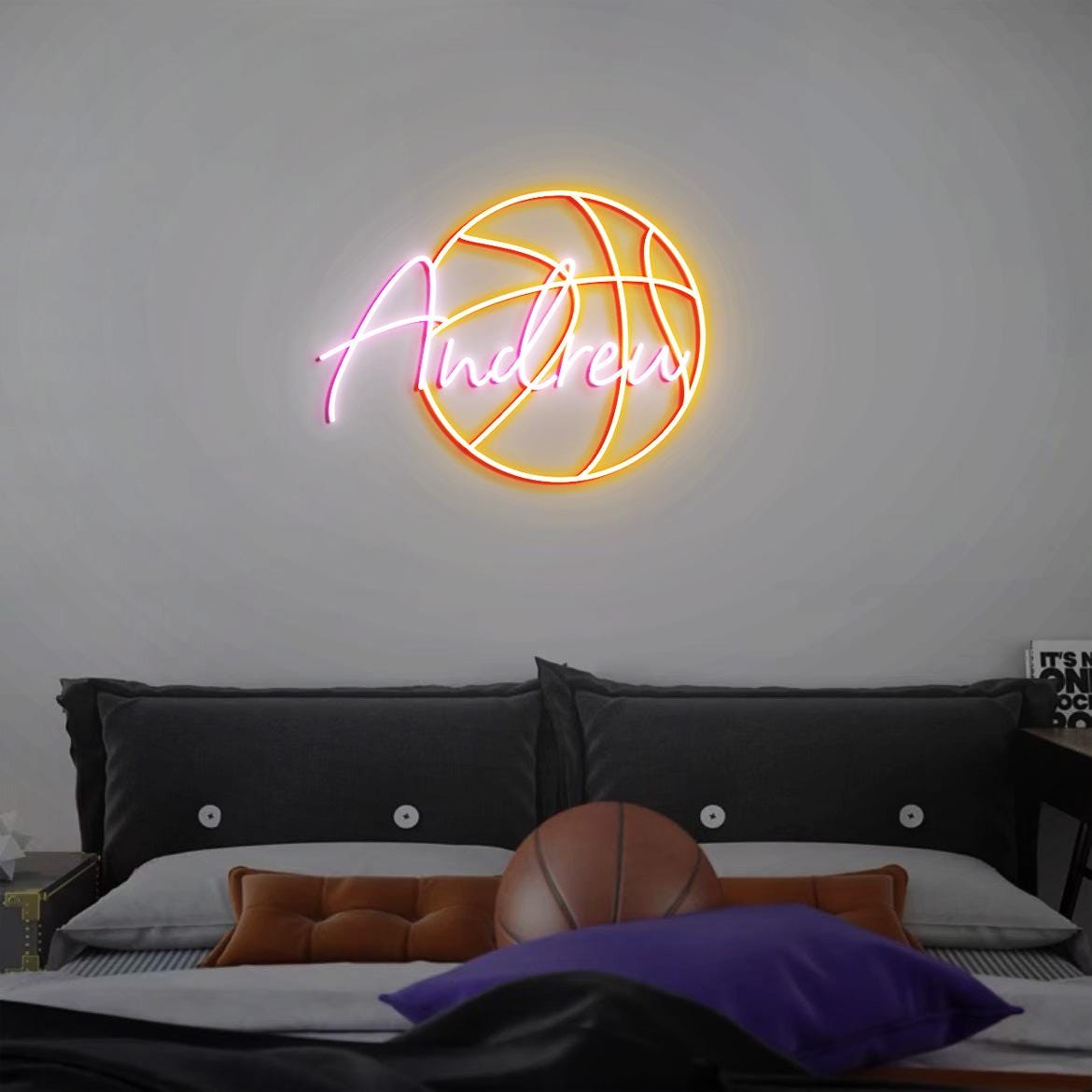Customized Basketball Neon Sign Name, Basketball Bedroom Wall Neon Light Name, Customized Basketball Nursery Name, Basketball Birthday Gifts