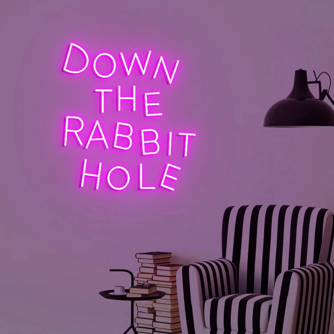 Down the Rabbit Hole Neon Light, Wonderland Themed Party Backdrop, Rabbit Hole Sign, Wonderland Sign Backdrop Decor