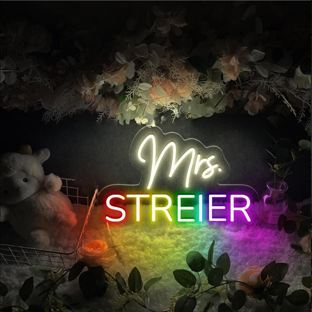 Custom Teacher Door Hanger Rainbow, Teacher Name Sign Door, Personalized Teacher Gift, Custom Teacher Appreciation, Gift Neon Teacher Sign