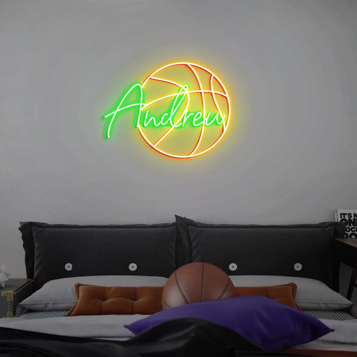 Customized Basketball Neon Sign Name, Basketball Bedroom Wall Neon Light Name, Customized Basketball Nursery Name, Basketball Birthday Gifts