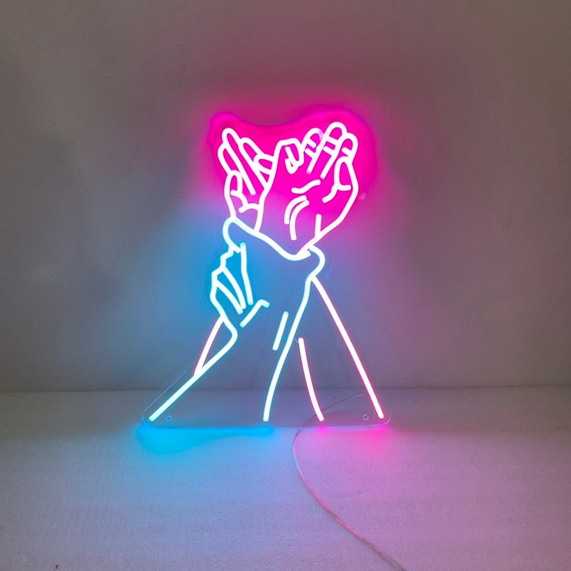 Holding Hands Neon Sign, Sexy Couple Wall Art, Custom Bond Hands Led Sign, Sensual Wall Art