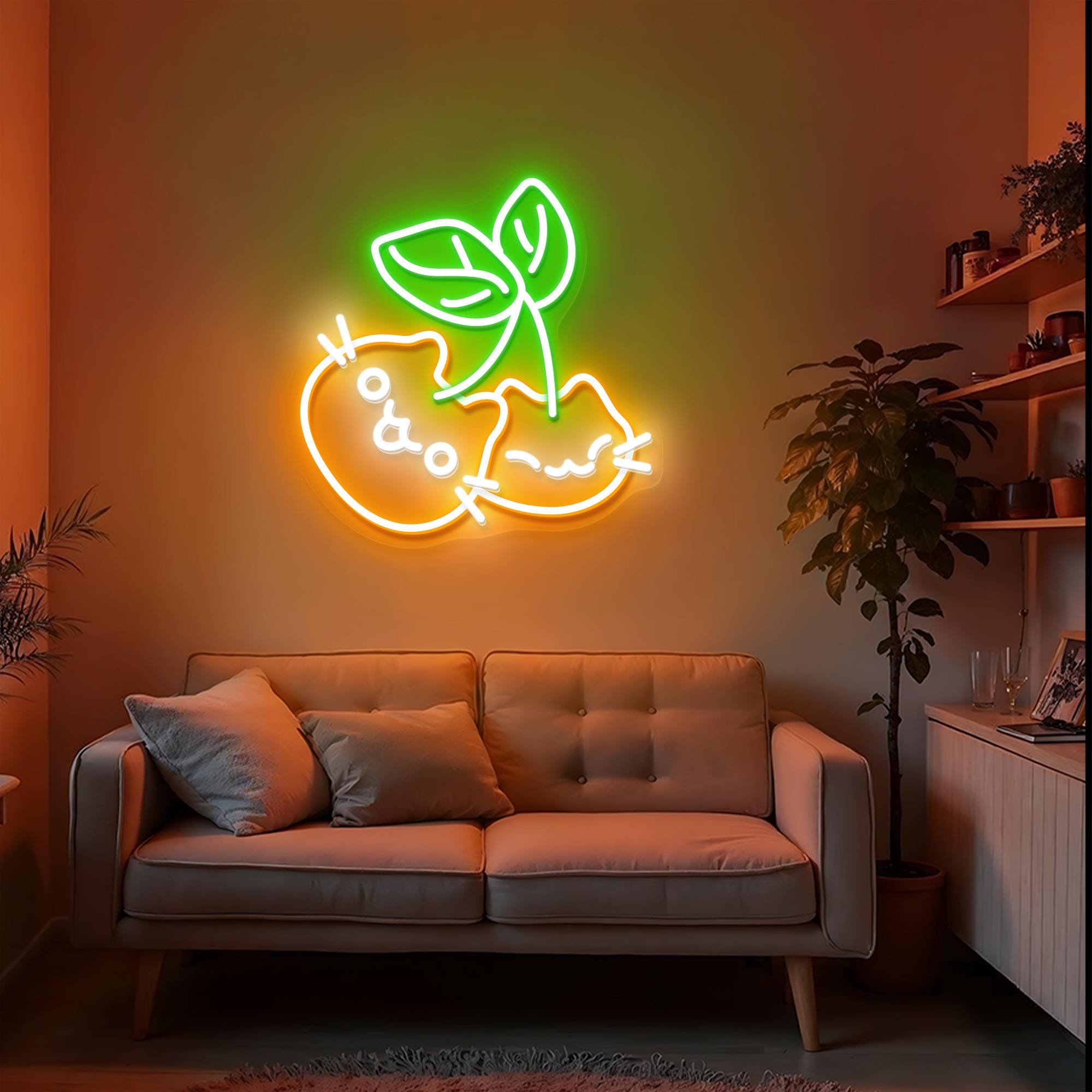 Cute Cherry Cat LED Neon Sign Kawaii Aesthetic Wall Light Cute Anime Room Decor Cat Lover Gift Gaming Setup LED Art Cozy Bedroom Neon Sign