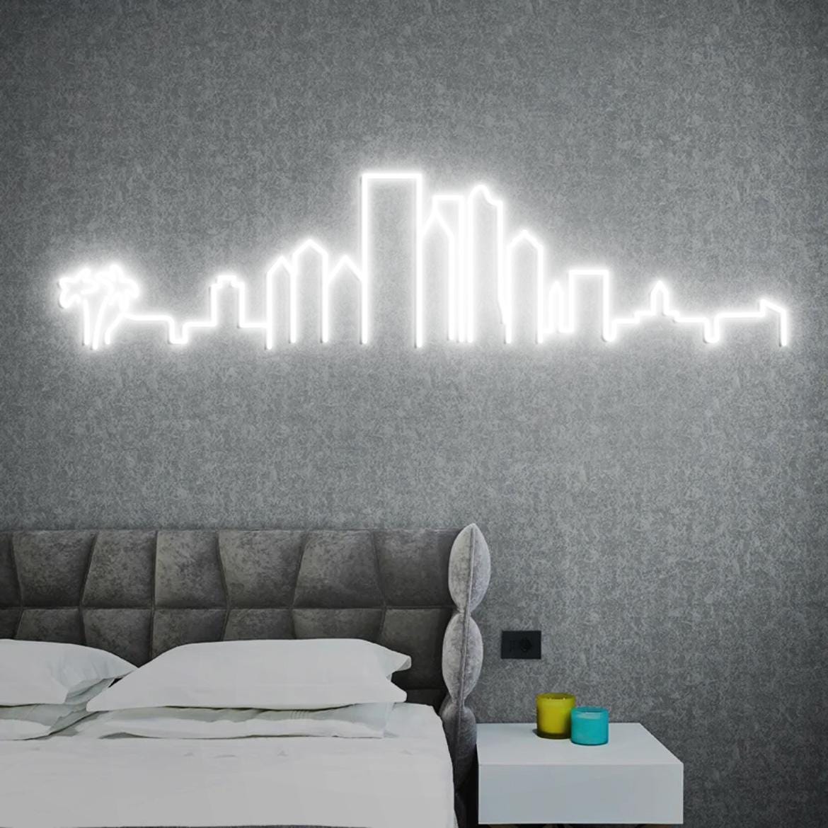 Miami Skyline Neon Sign, Miami, Florida Skyline Wall Art, New Home for Miami Gift, Neon Sign Miami Skyline, Moving Gift