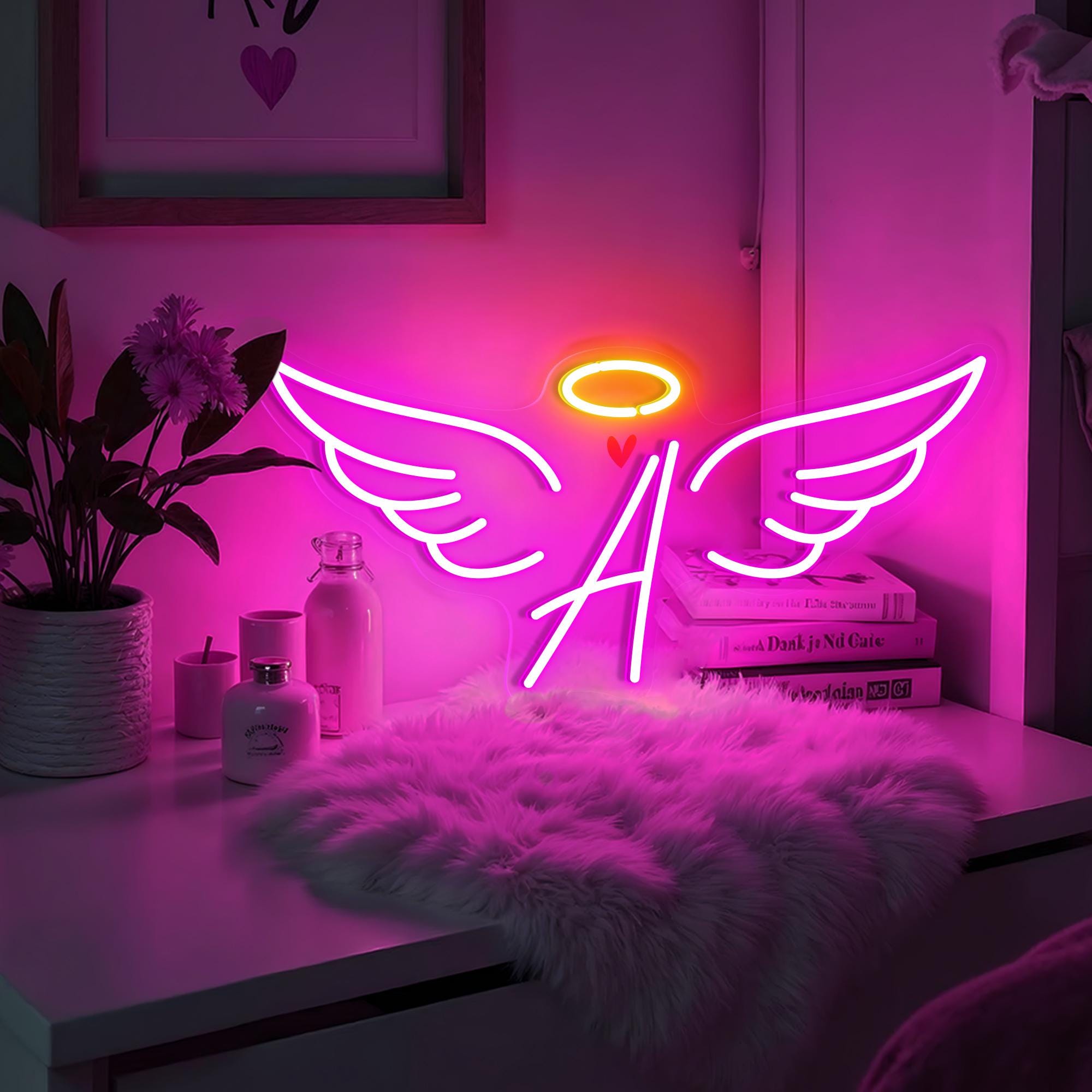 Cupid Wings Custom Name Neon Sign Personalized Letter Heart Sign Unique Valentines Gift Bedroom Decor Romantic Wall Art Gift for Her
