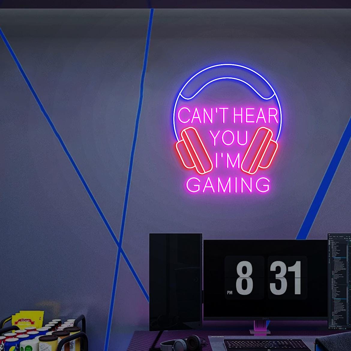 Can't Hear You I'm Gaming Neon Light, Gaming Headset Wall Art, Gaming Room Wall Led Neon Light, Gaming Room Decor Idea, Gaming Gifts