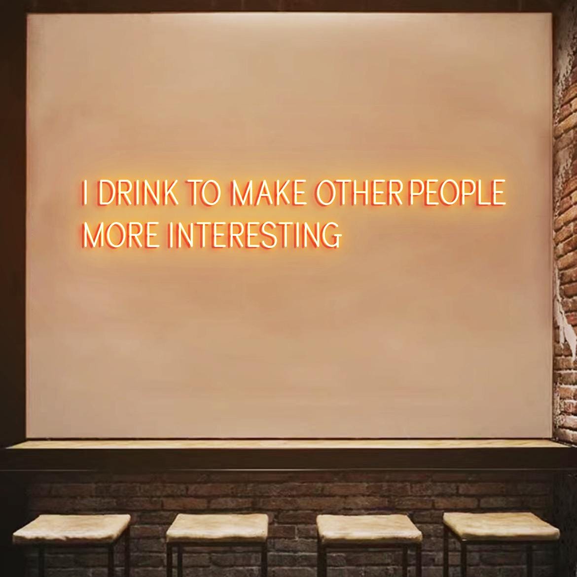 I Drink To Make Other People More Interesting Neon Light Sign, Hemingway Quote Neon Light for Bar, Plug Powered Neon Signs for Bar