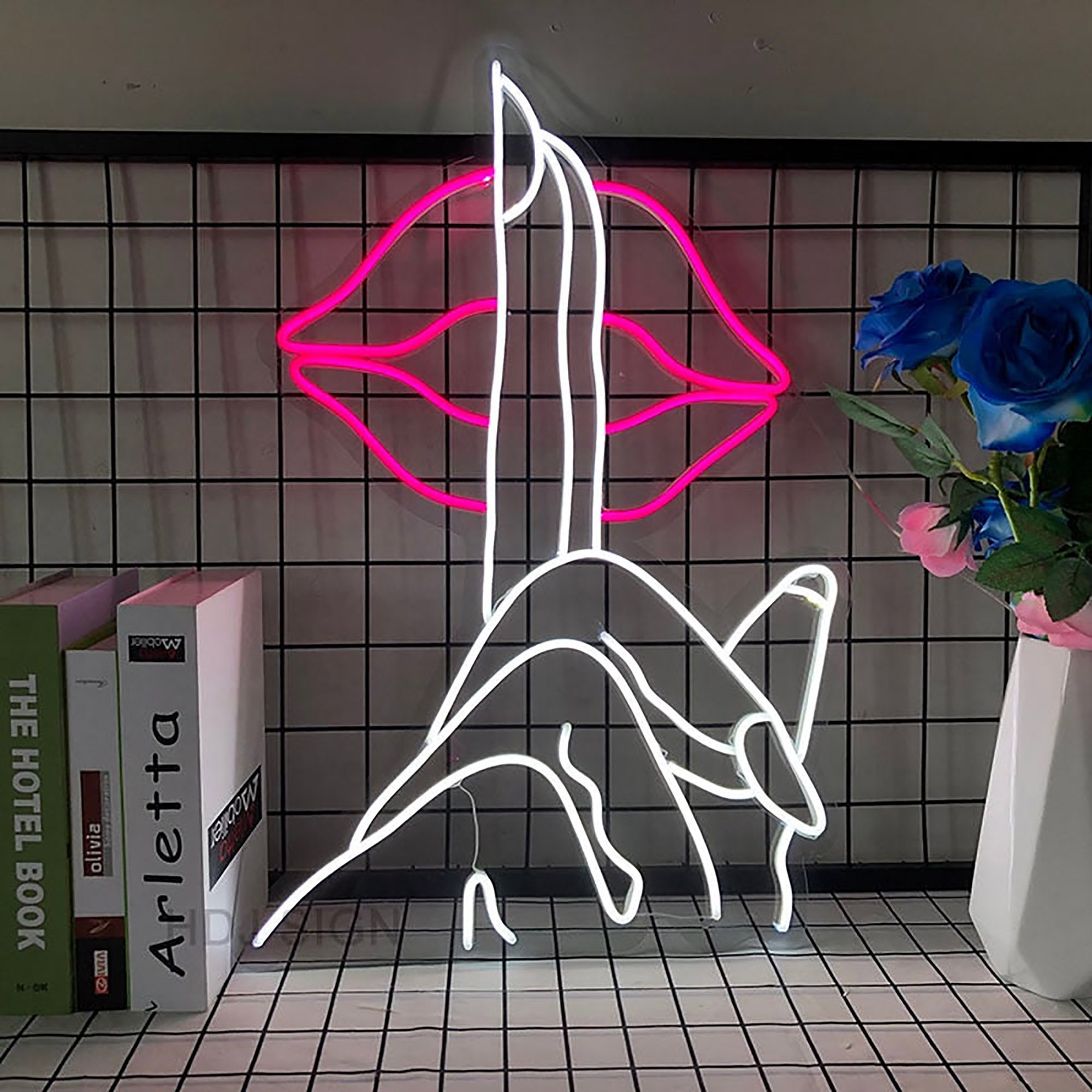 Secret Lips-Finger Nail On Lip LED Neon Light Sign for Beauty Salon Wall Decor, LED Light Sign Pink Neon Lights for Decor Art Gift