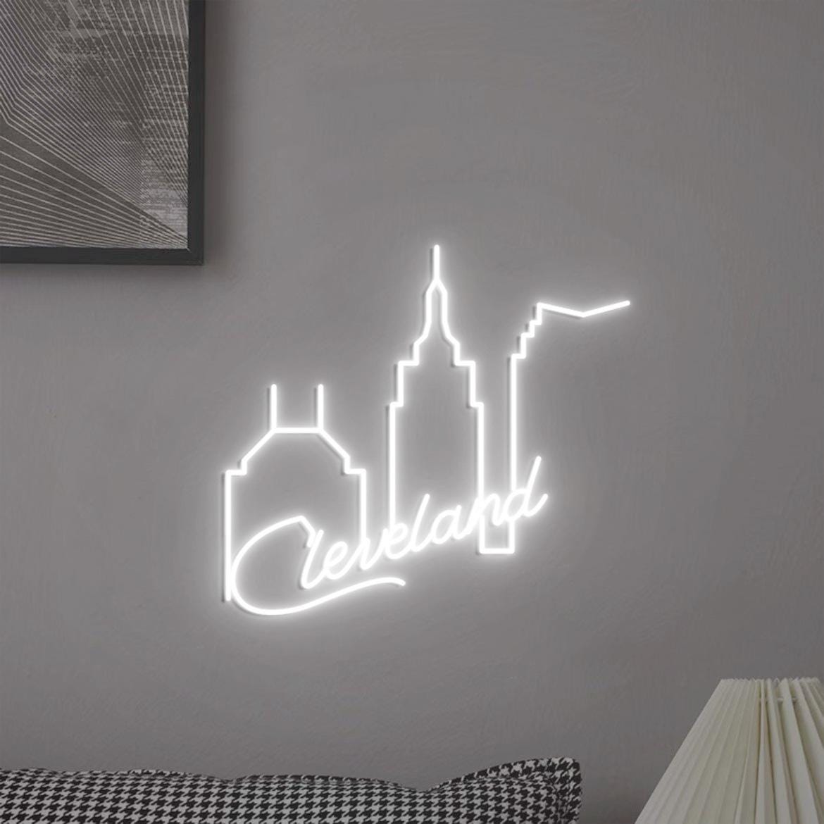Cleveland Skyline Neon Sign, Cleveland Home Decoration, Cleveland City Wall Art, Cleveland Wall Office Decoration, Cleveland Loves Gifts