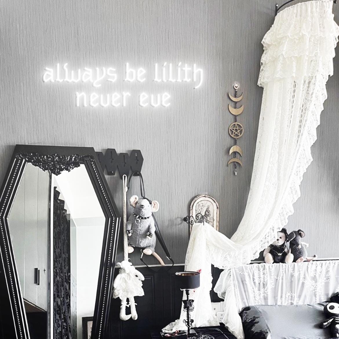 Always Be Lilith Never Eve Neon Sign, Lilith Sign for Goth Room Wall, Gothic Bedroom Wall Neon Light, Lilith Sign Wall