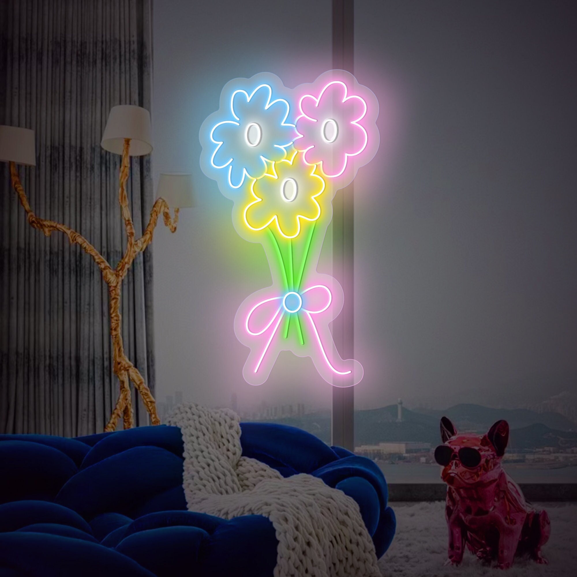 Flowers Neon Sign, Flower Sign Led Light Wall Art Decor,Led Flower Wall Backdrop, Neon Signs Wall Decor, Indoor Decor, LED Neon Signs