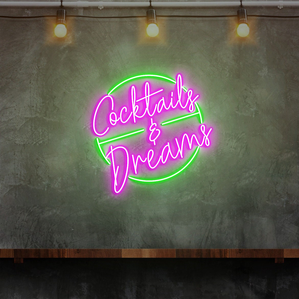 Cocktails and Dreams Neon Sign, Cocktail Bar Neon Sign Wall Decor, Bar Signs UK, Neon Bar Signs for Home Bar Decor, Custom Neon Signs UK