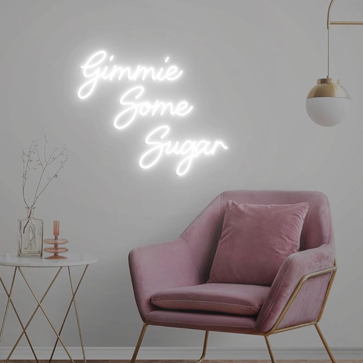 Custom Neon Sign Gimmie Some Sugar, Dessert Bar Wall Sign,Neon Light Sweets Shop Decor Idea, Candy Bar Shop Led Neon Sign