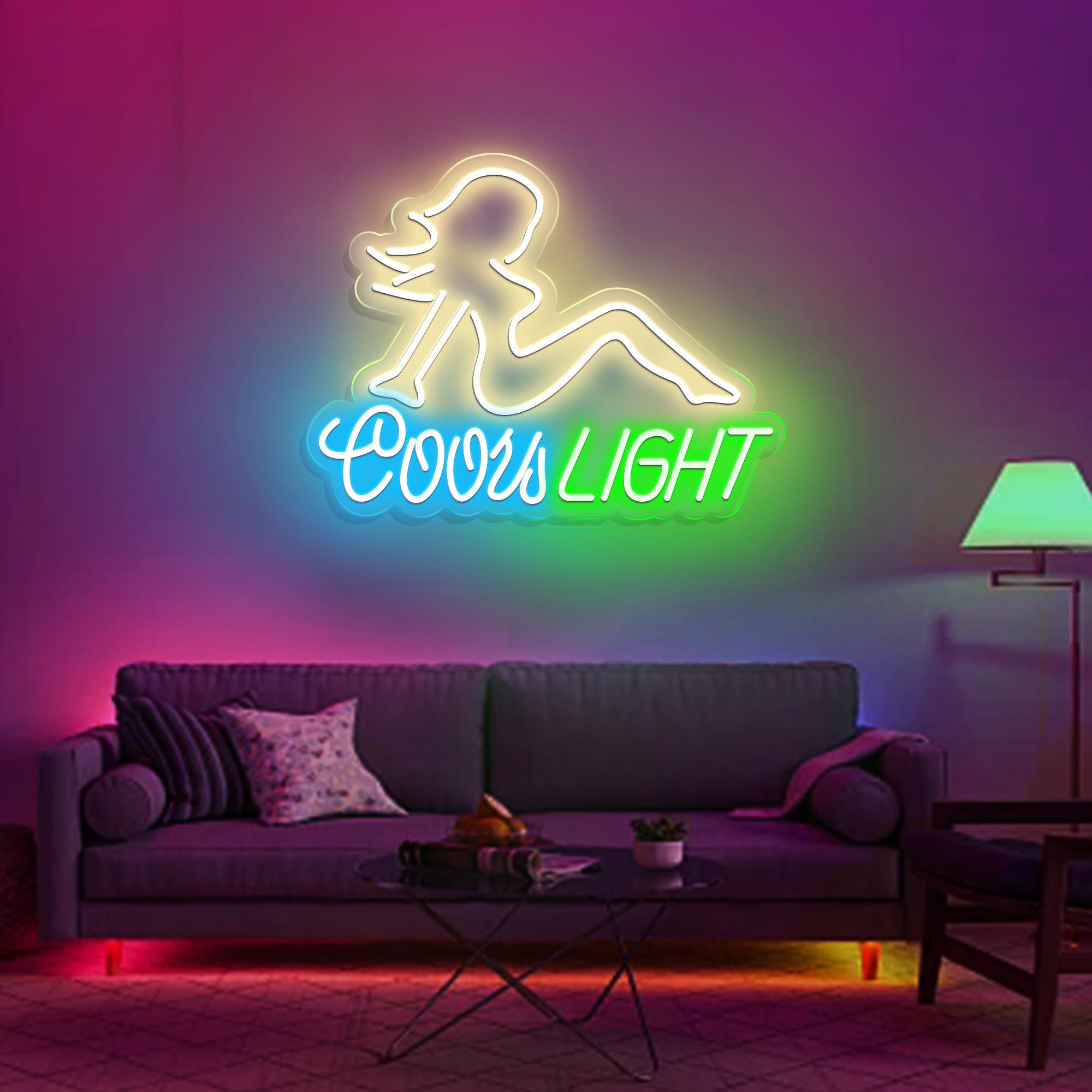 Coors Light Neon Sign,Beer Neon Signs,Lady LED Neon Lights,Neon Sign,Wall Art,Neon Light for Bedroom Restaurant Party Decor