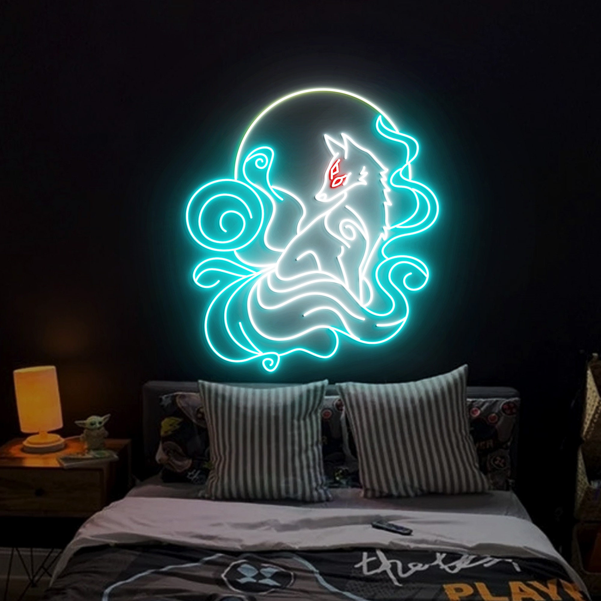 Nine Tailed Fox Neon Sign, Kitsune fox Art Light Decor, Custom Anime Neon Sign, Bedroom Fox Neon Lights, Anime Nine Tailed Fox Wall Art