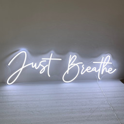Just Breathe Neon Sign, Just Breathe Sign, Yoya Gym Wall Decoration, Dandelion, Neon Sign Office Wall Art