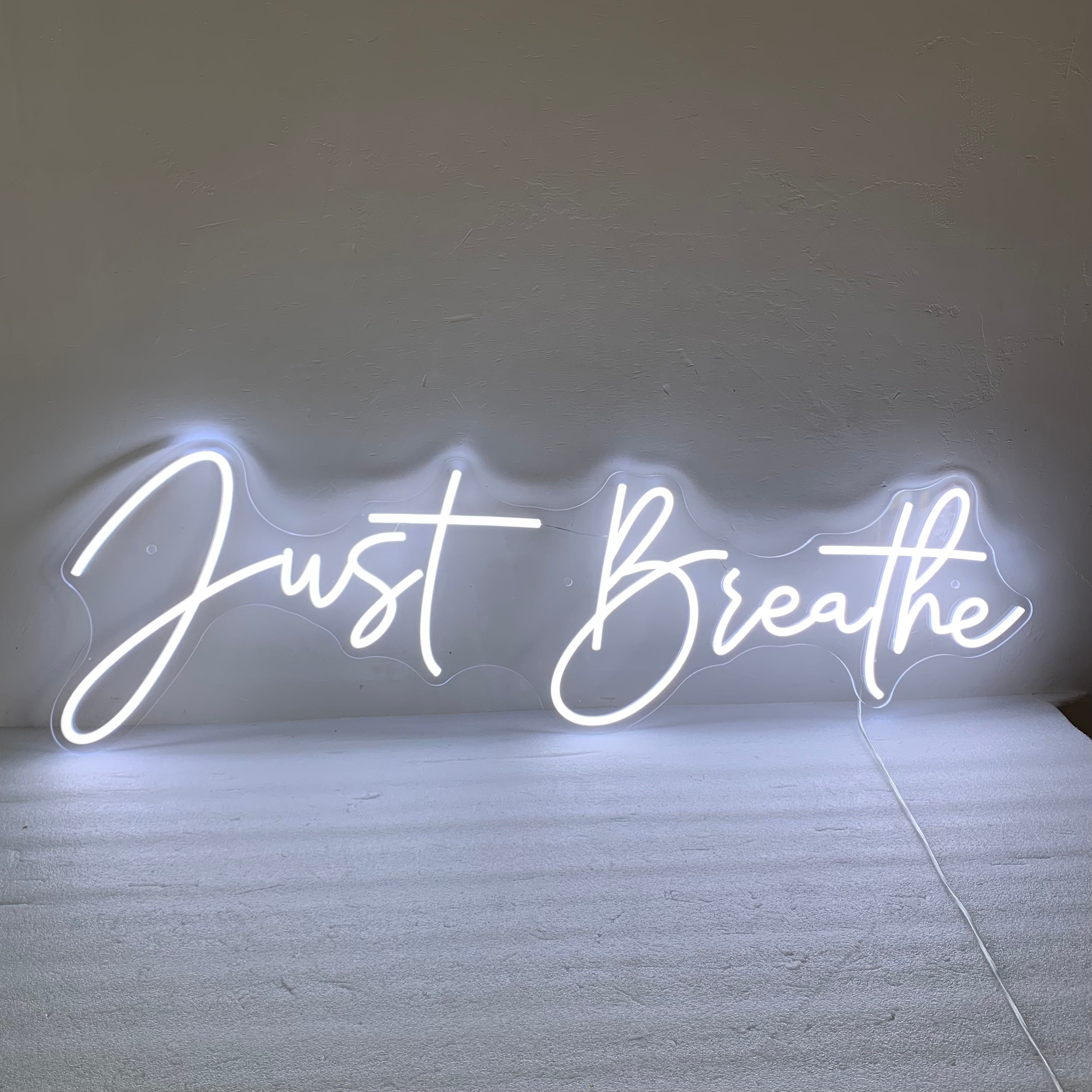Just Breathe Neon Sign, Just Breathe Sign, Yoya Gym Wall Decoration, Dandelion, Neon Sign Office Wall Art