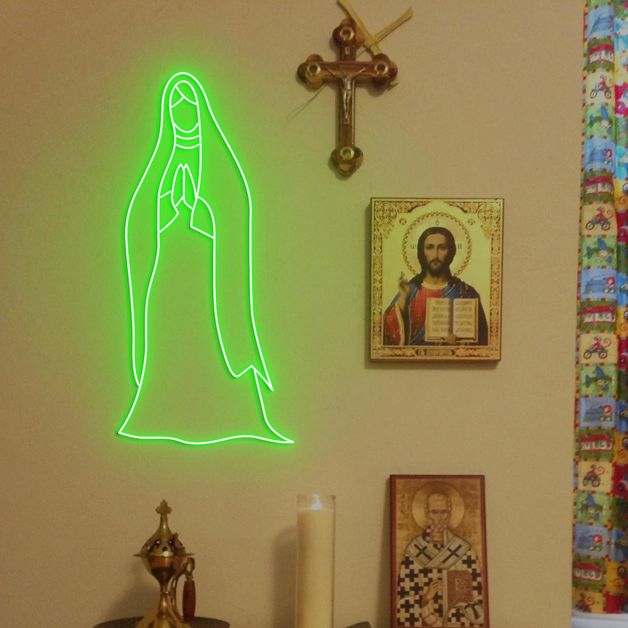 Virgin Mary Neon Light, Madonna Neon Sign Light Decor, Virgin Neon Sign, Ecclesia Neon Light, Religious Faith Neon Sign, Ecclesia Wall Decor