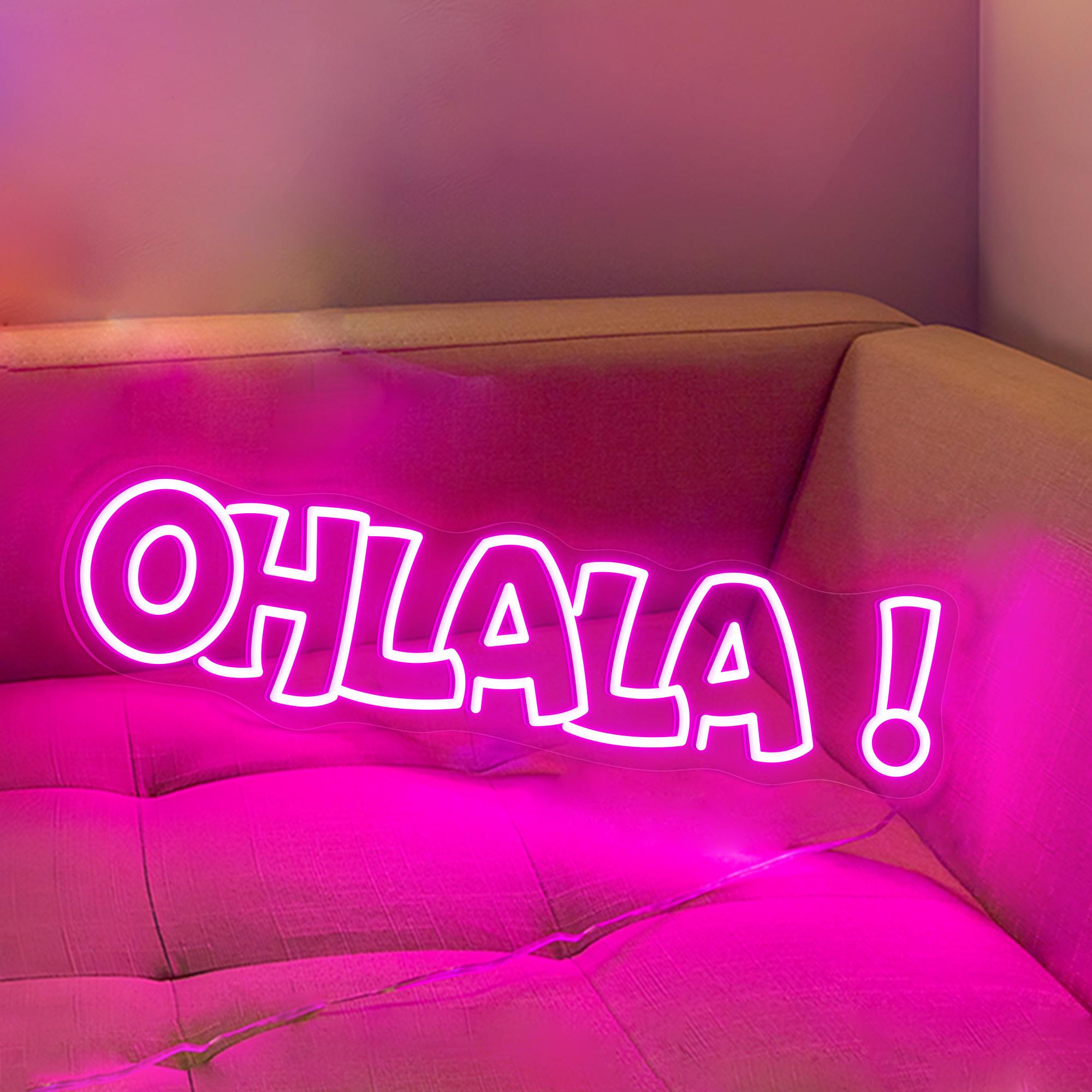 Ohlala LED Neon Sign, French Chic Wall Decor, Aesthetic Room Light, Modern LED Neon Art, Glamorous Decor for Home, Salon or Events