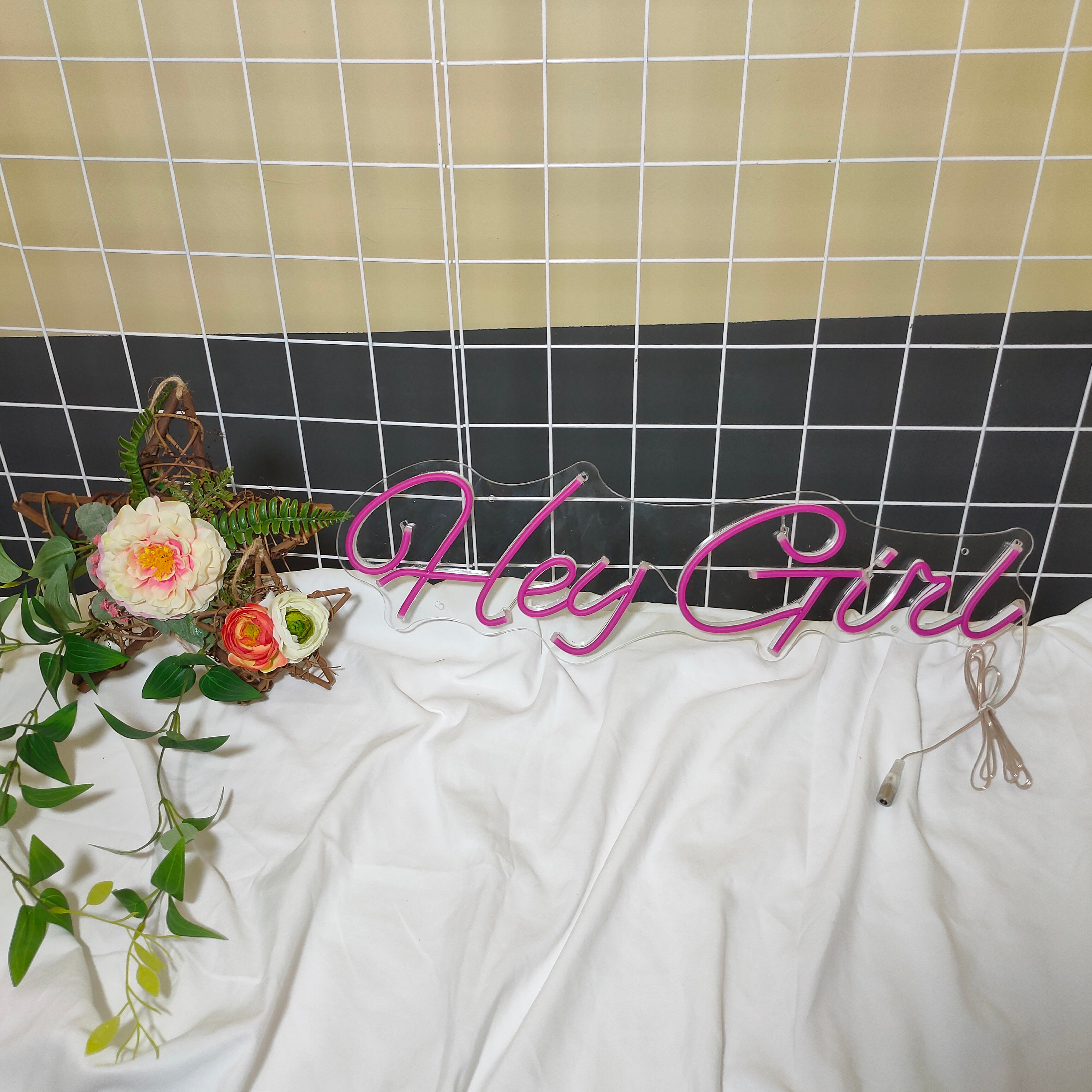 Hey Girl Neon Light Led Name Sign Wedding Decoration Wall Mural For Engagement Party Supplies Acrylic Banner personalized customization Art