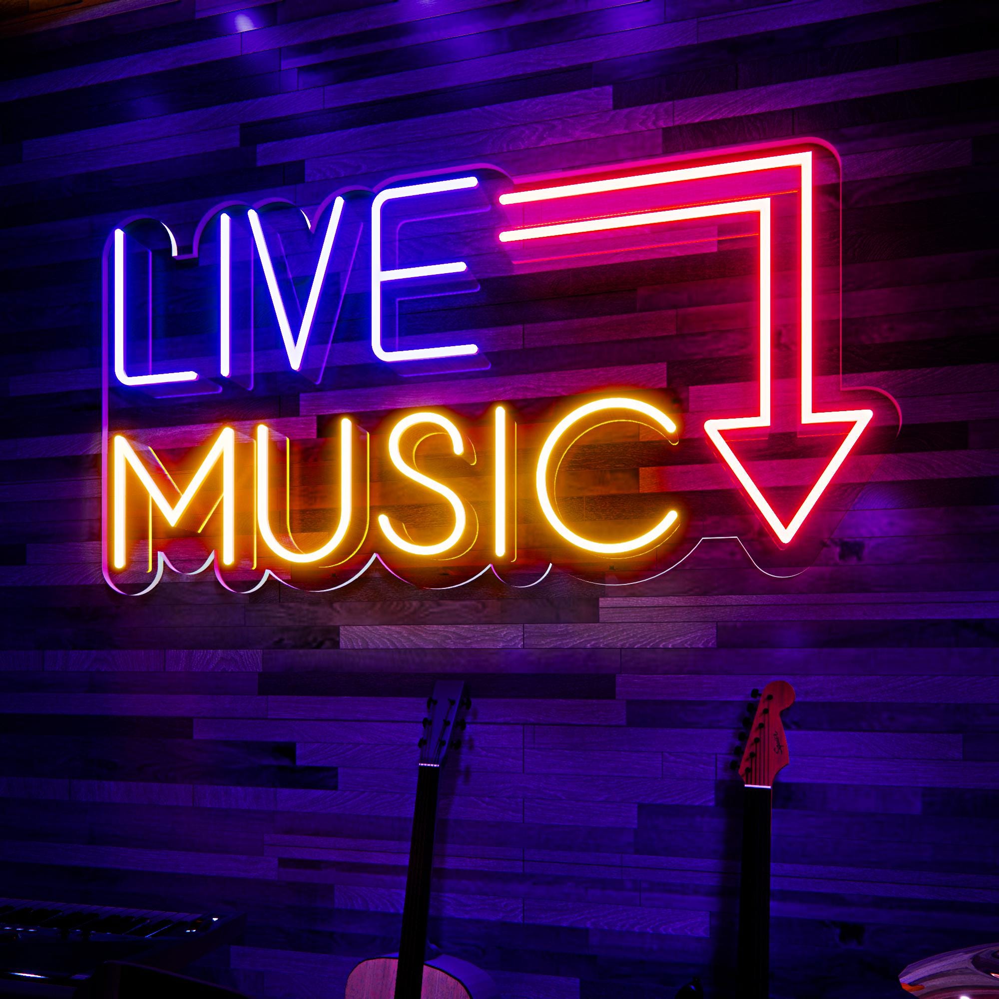 LIVE MUSIC Neon Sign |Neon Music Sign |Music Bar Led Sign |Music Studio Light Decor |Retro Decor |Neon Sign Wall Art |Live Show Party Decor