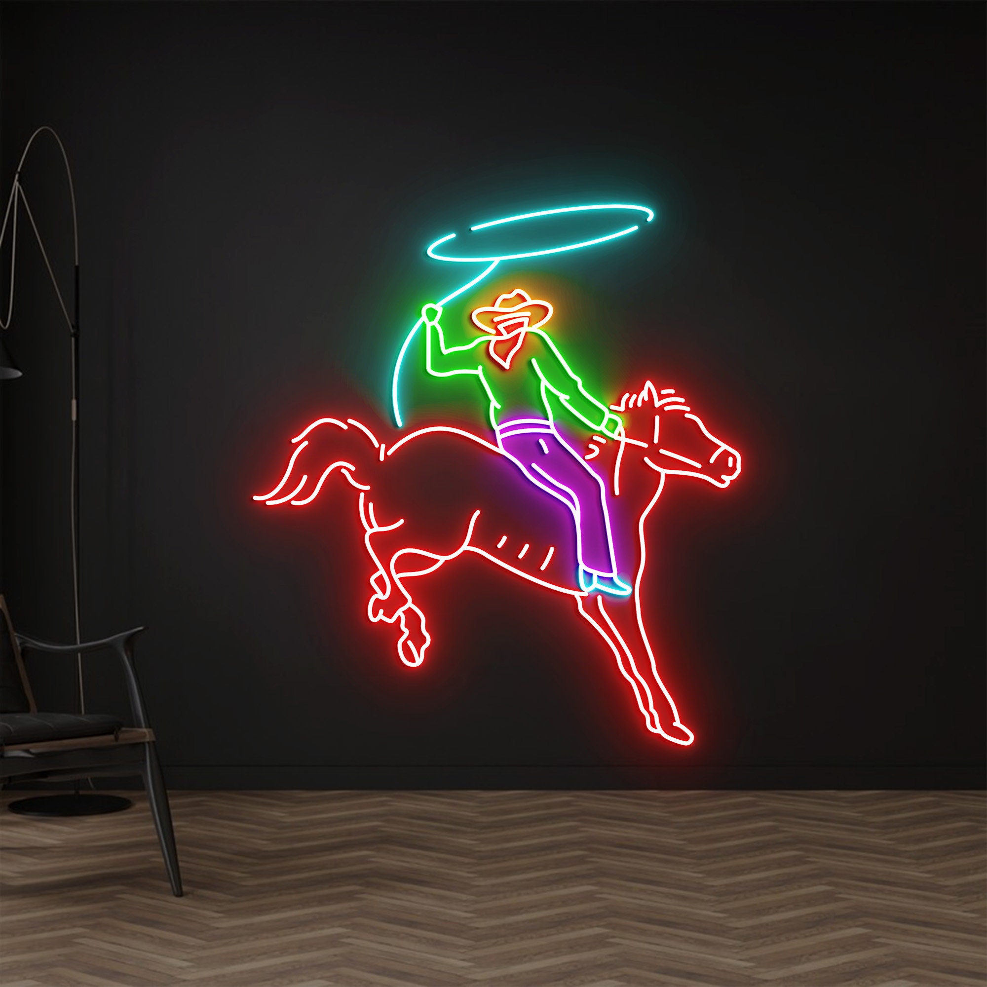 Custom Rodeo Neon Light, Neon Sign Light Decor, Cowboy Rides Horse Neon Light, Bedroom Neon Lights, Horse Led Light, Wall Decoration