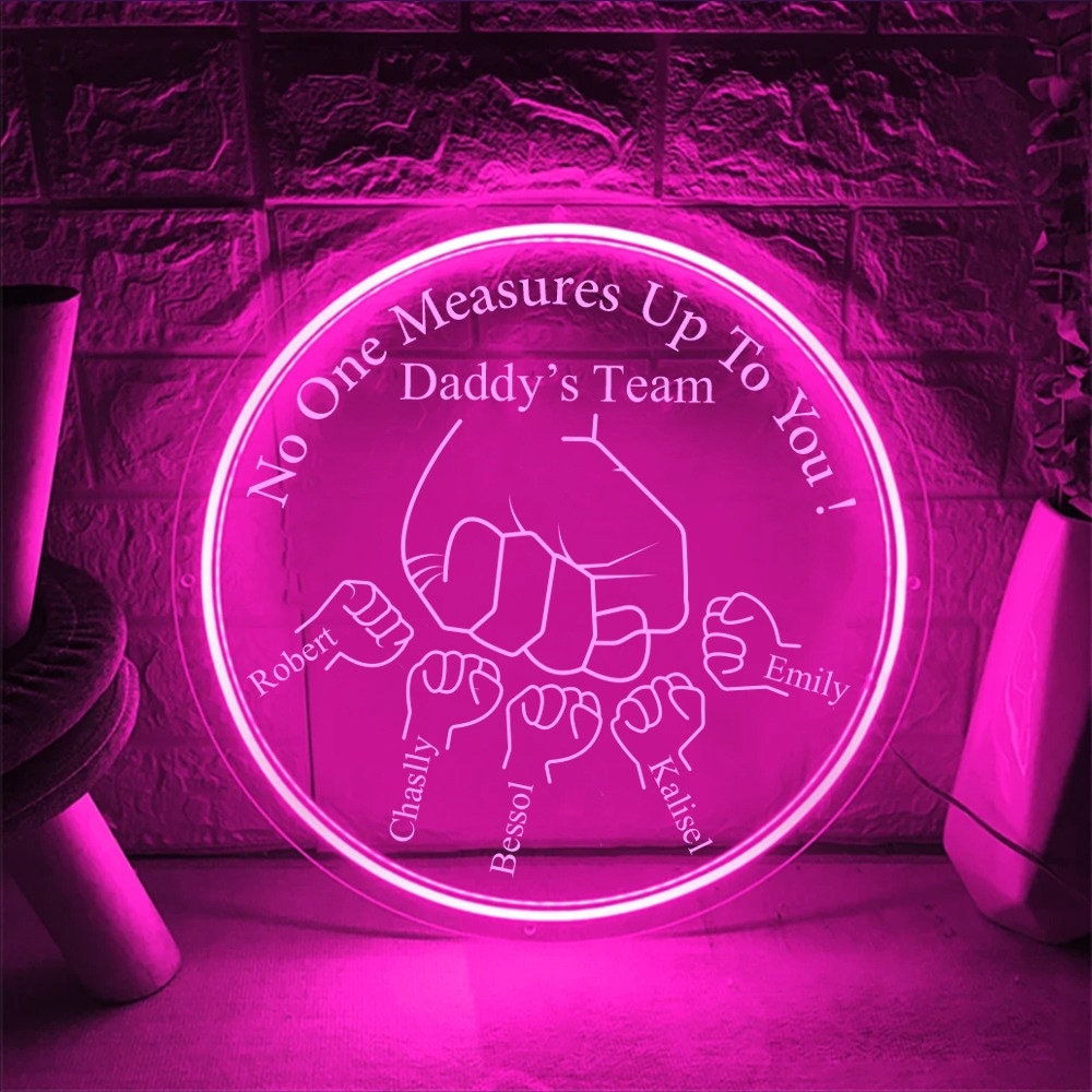 Custom Daddy Neon Sign, Papa With Kids Name, First Bump Neon Sign, Customized Kid Names, Father's Day Neon Sign, Dad Neon Sign, Gift For Dad