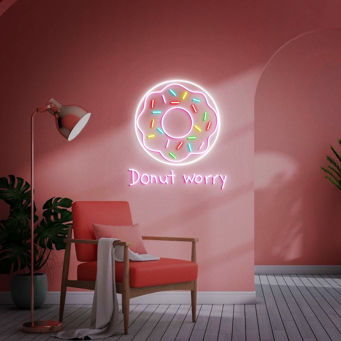 Donut Led Neon Light, Donut Worry, Donut Wall Decor, Donut Shop Decor, Donut Food Wall Art