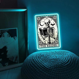 The Reader Tarot Card Neon Sign Gifts, Skeleton Reading Neon Sign, Book Lover Gift For Women, Book Lover Neon Sign, Tarot Card Neon Sign