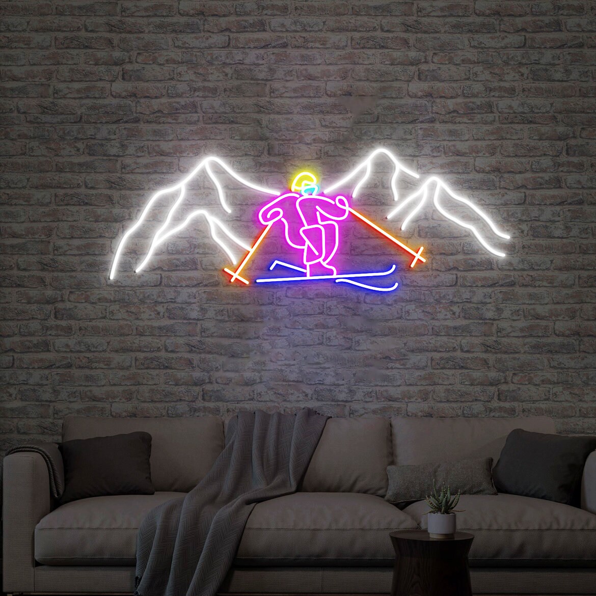 Ski Neon Sign, Ski Wall Decor, Skier Neon Sign, Gifts for Skiers, Ski Goggles Neon Sign, Snow Goggles