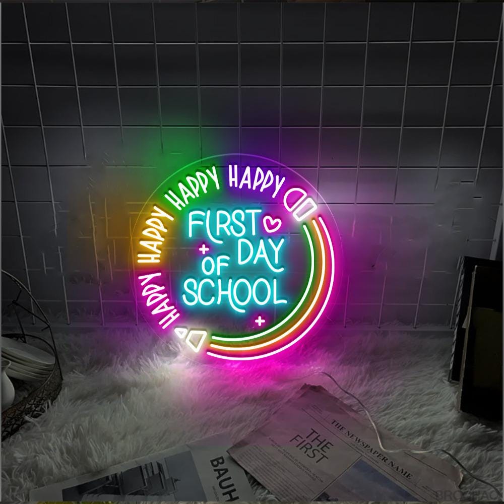 First Day of School Neon Sign, Happy First Day of School Neon, Teacher Life Neon, School Neon, 1st Day of School, Teacher Appreciation Gifts