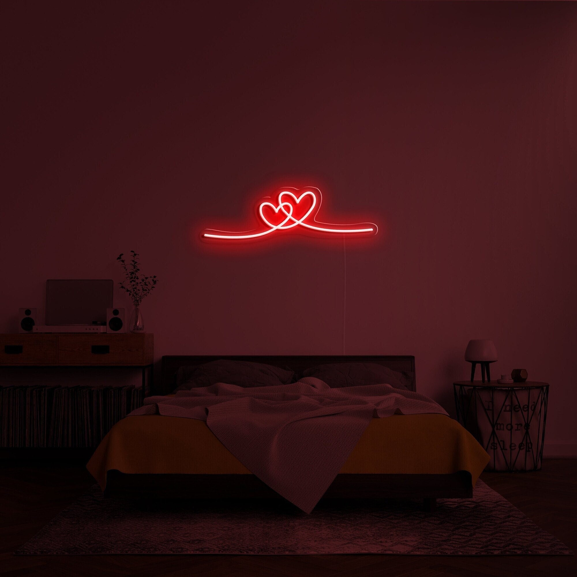 Double Heart Neon Signs, White LED Neon Lights ,Decorative Lover Neon Sign , Wedding, Valentine's Day,Bedroom Lights Gift,Neon Sign Heart