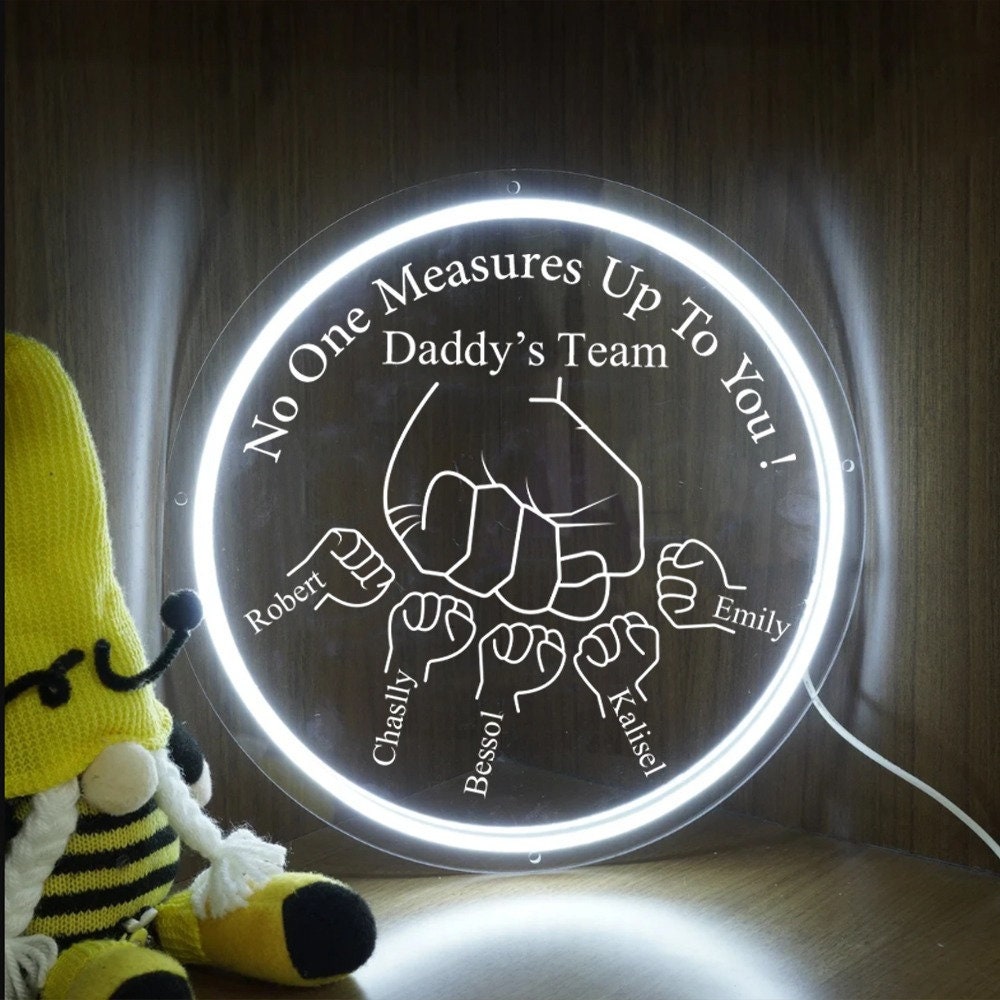 Custom Daddy Neon Sign, Papa With Kids Name, First Bump Neon Sign, Customized Kid Names, Father's Day Neon Sign, Dad Neon Sign, Gift For Dad