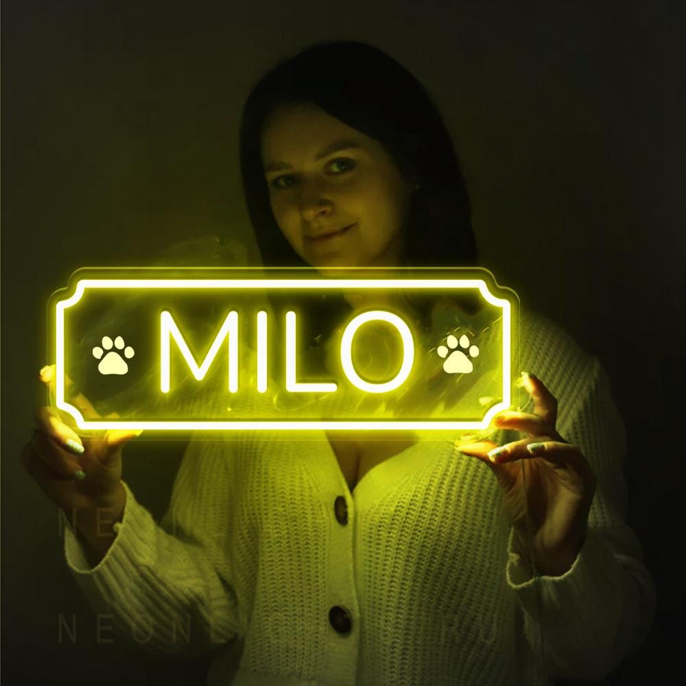 Personalized Neon Dogs, Pets Name Neon, Personalized Dog or Cat Name Plaque for Pet House, Crate, Kennel, or Feeding Area, Dog Lover Gifts