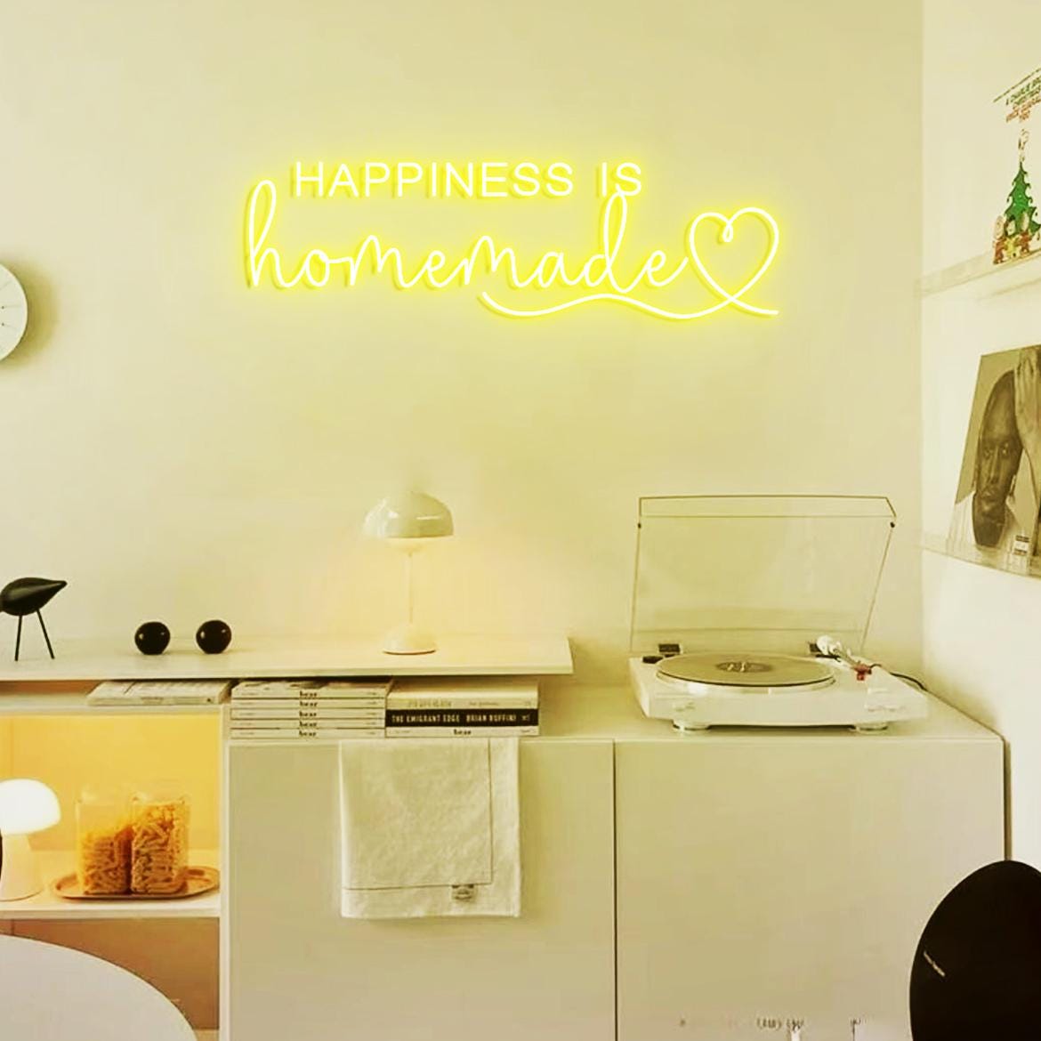 Happiness is Homemade with Heart Neon Sign, Happiness Sign Home Wall, Home Gallery Wall Sign Neon Light, Happiness Sign Kitchen Decor