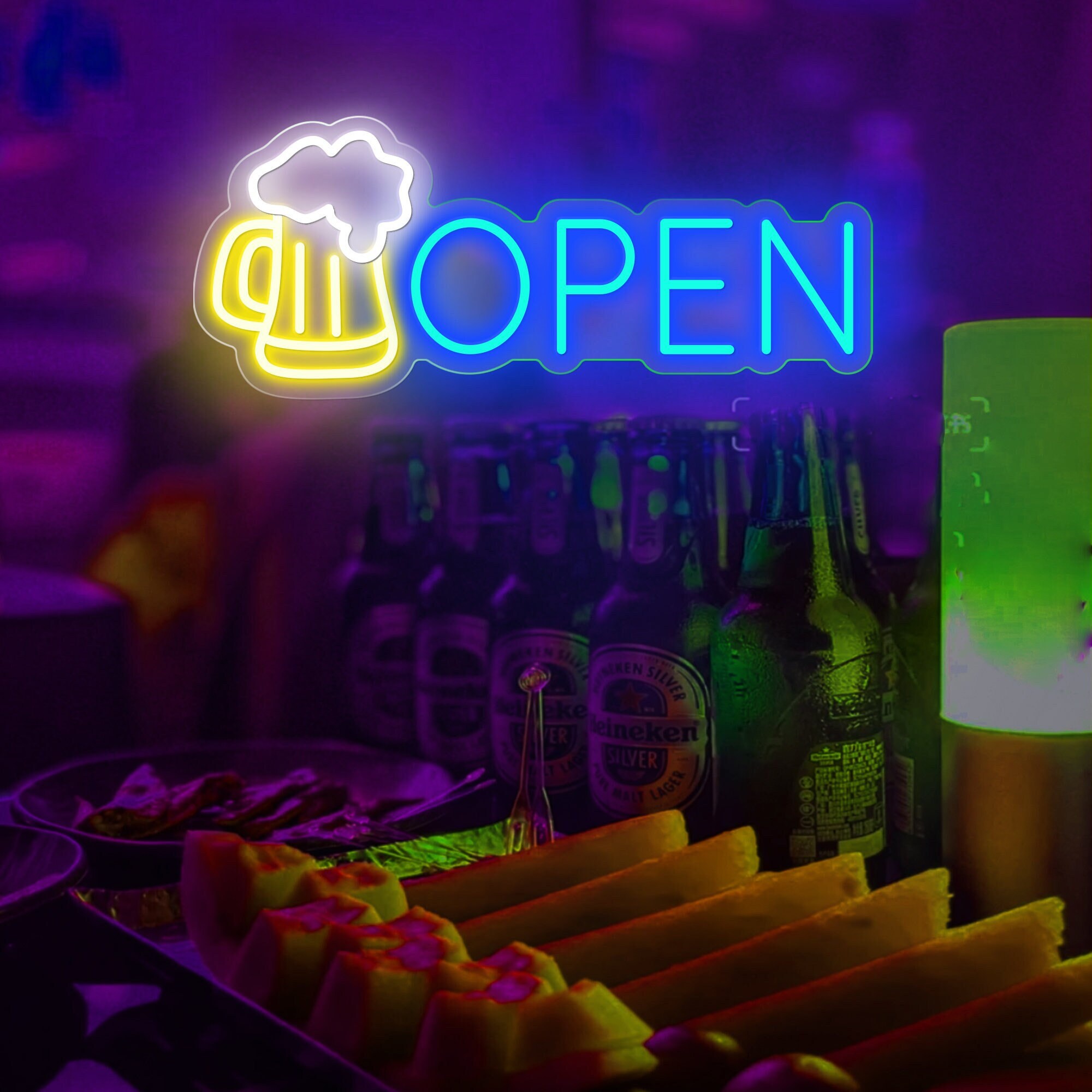 OPEN Sign Neon Wall Decor Modern Led Product | Adjustable Brightness Business Sign | Neon Open Sign | Neon Lights for Bar Salon Stores Hotel