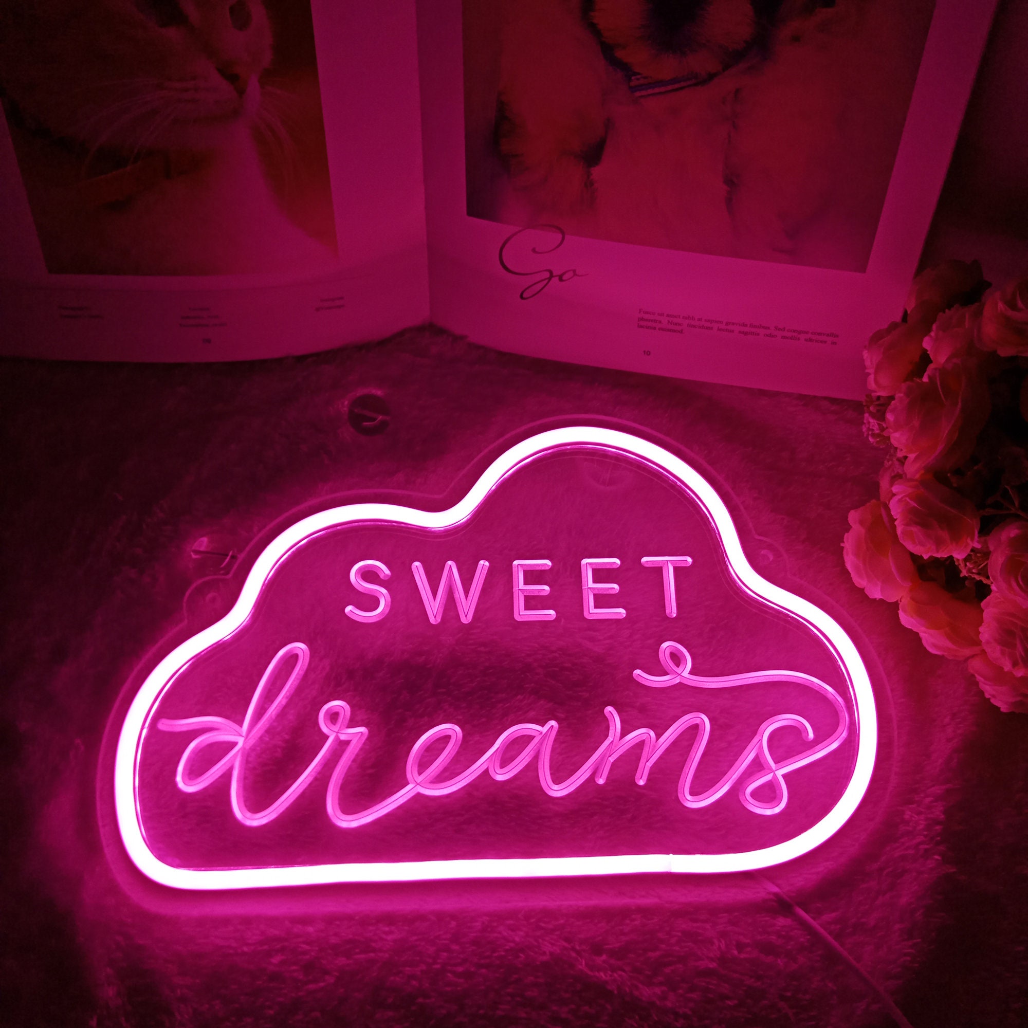 Neon Sign Sweet Dreams Night Light Children's Room Girl Bedroom Decoration daughter's favorite gift