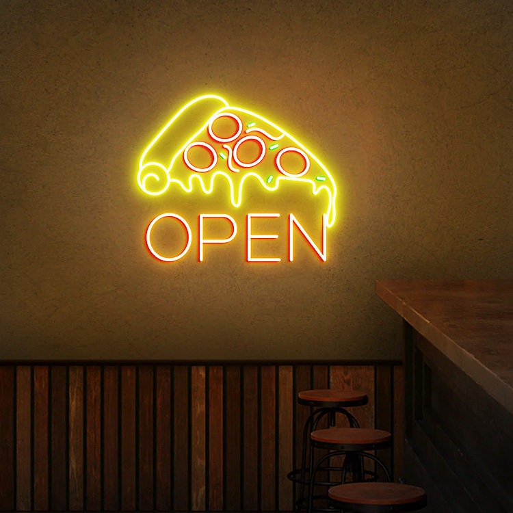 Pizza Open Neon Sign, Pizza Shop Sign, Pizza Shop Window Open Sign, Custom Open Business Sign, Restaurant Open Led Light, Pizza Wall Sign