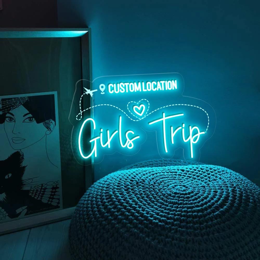 Custom Location Girls Trip Neon, Personalized Girls Trip Neon, Custom Destination Girls Trip Neon , Women Travel Neon, Happy Valentine's Day