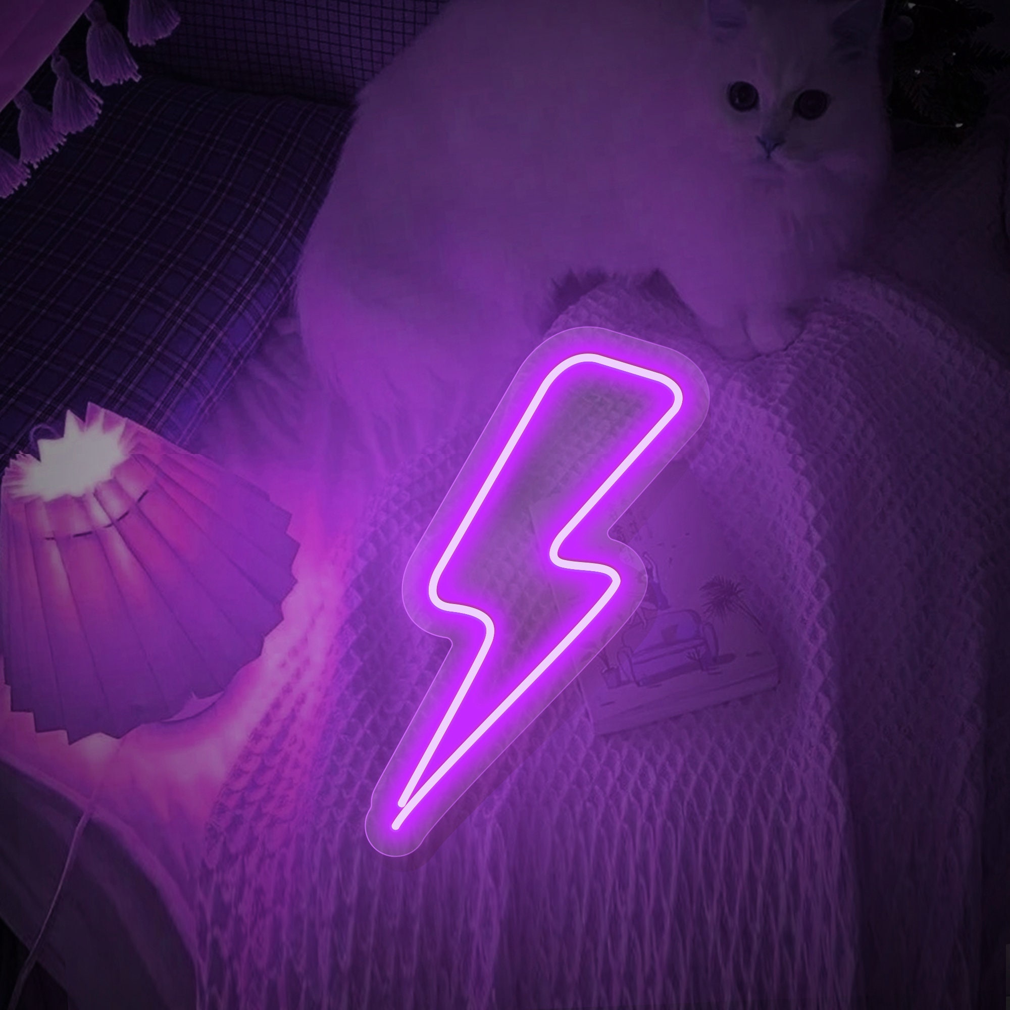 Lightning Strike Neon Signs, for Wall Decor,Led Neon Signs with Hanging for Bedroom,Lightning Neon Signs for Christmas Boys Room Decor